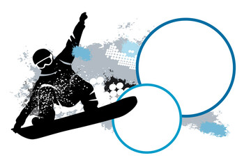 Ski sport graphic with text buttons.