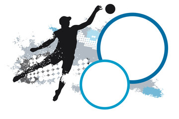 Volleyball sport graphic with dynamic background.