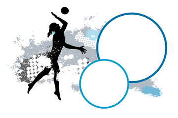 Volleyball sport graphic with dynamic background.