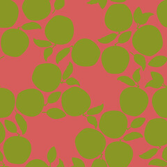 A pattern of silhouettes of green apples