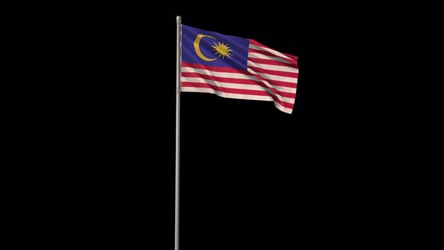 Malaysia flag, 4k video background is transparent