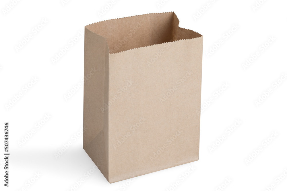 Wall mural brown paper bag on a white