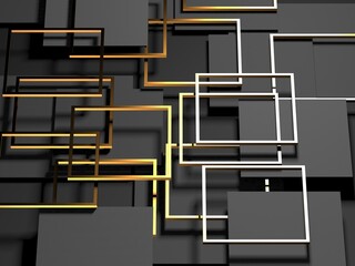 Modern abstract realistic paper with gold lines. Premium gradient geometric elements