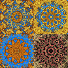 Set of abstract indian pattern with mandala vector beautiful background