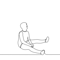 man sits on the floor and sobs - one line drawing vector. concept of desolation, sadness, despair, tantrum