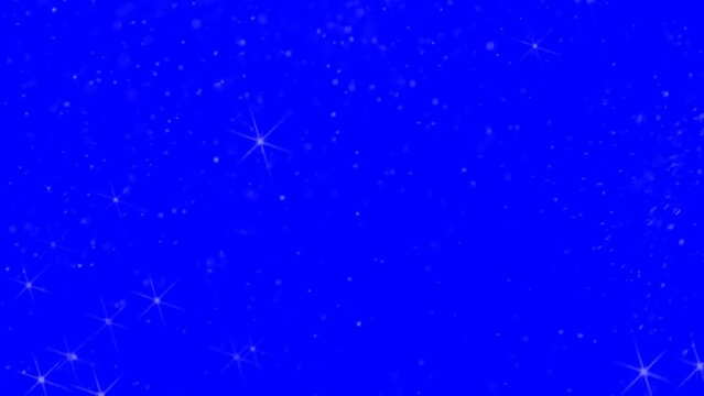 Abstract Winter Snow On Blue Screen Background.