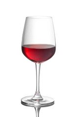 Glass of red wine isolated on white