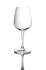 Empty wine glass on a white