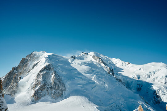 Landscape of Mont-Blanc peak at the top of Aiguille du Midi in Chamonix Mont-Blanc valley, France © Puripat