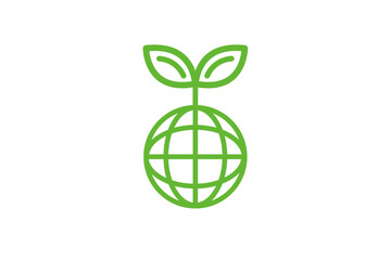 地球と若葉のイラスト