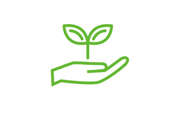 手のひらと若葉のイラスト