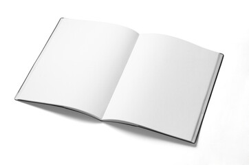 Blank opened book isolated on white