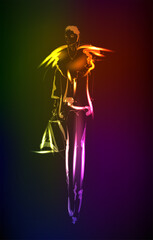 Hand-drawn fashion model from a neon. A light girls. Fashion girls. Stylish fashion model. Fashion woman