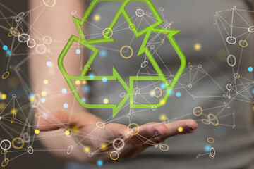 green world power in hand recycling