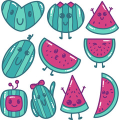 Watermelon Cartoon Doodle Illustration