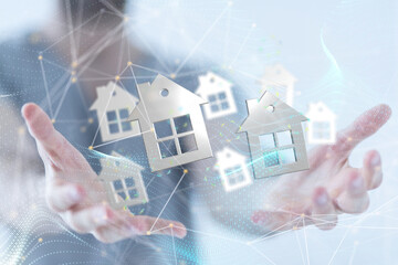 house. data Big data visualization background.Abstract technology