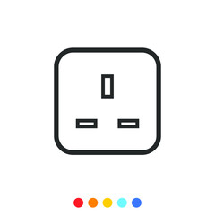 Socket outlet linear icon, Vector.