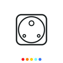Socket outlet linear icon, Vector.