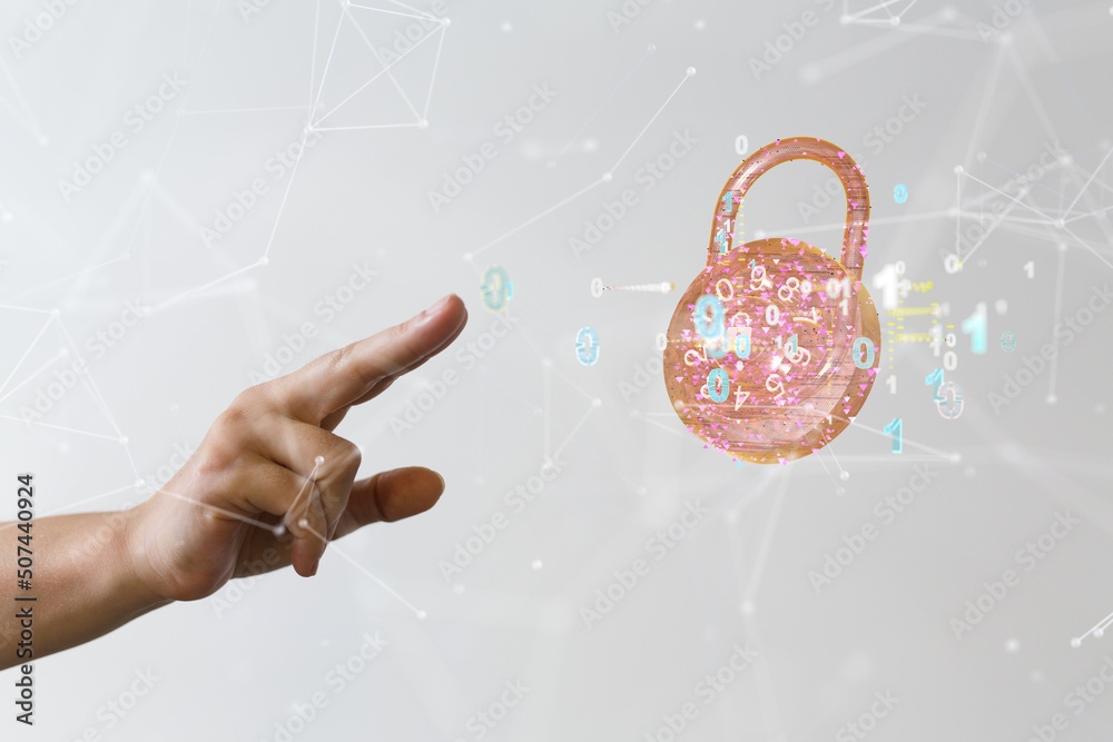 Poster cybersecurity and information or network protection 3d