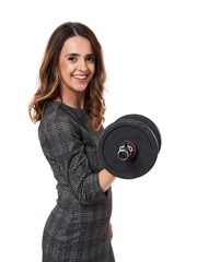 Strong businesswoman working out