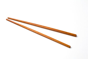 Wooden chopsticks isolated on white background
