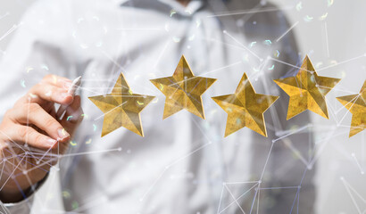 ranking and rating with businessman is touching virtua