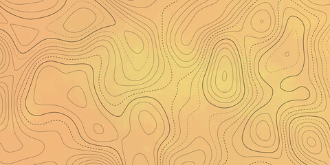 Abstract background with Imitation of a geographical map, black curved lines on a colored background, vector design. Vector background with stripes salmon, Abstract topographic map background. 