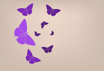 Obraz na płótnie Canvas Purple butterfly card with copy space, vector illustration
