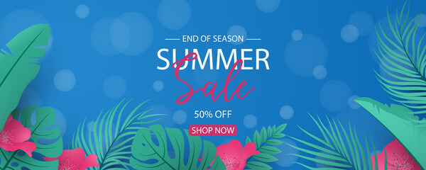 Summer banner template for advertising summer arrivals collection or seasonal sales promotion