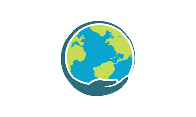 Fototapeta premium save earth logo design template. save globe logo vector icon 