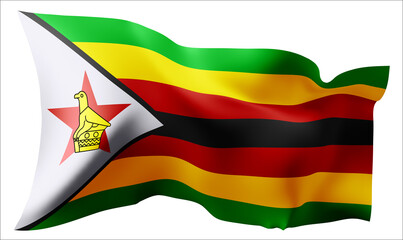 Flag of the Zimbabwe waving in the wind.