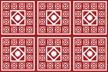 Gorgeous seamless pattern from red stylish color. Floral Turkish, Moroccan, Portuguese Azulejo tiles and border, ornaments.	