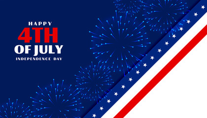 forth of july independence day celebration banner with fireworks - obrazy, fototapety, plakaty