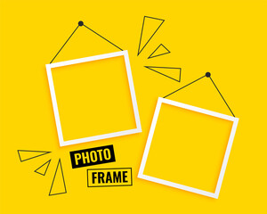 yellow photo frames background design - obrazy, fototapety, plakaty