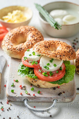 Fresh and healthy golden bagels for healthy and fresh breakfast.