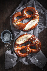 Yummy and crunchy pretzels as a salty snack.
