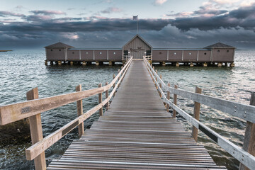 Fototapeta premium Viking outdoor swimming facility at the marina in Soenderborg, Denmark