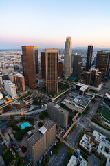 Obraz premium The Los Angeles financial district after the sunset