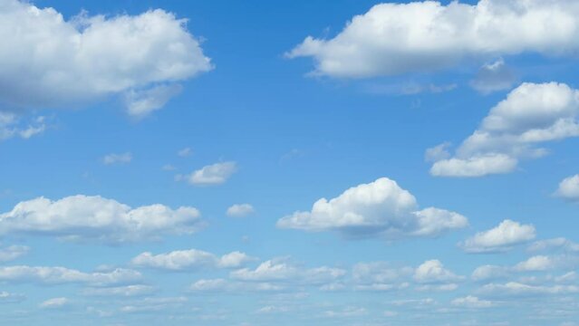 timelapse of beautiful blue sky with clouds on bright sunny day for abstract background