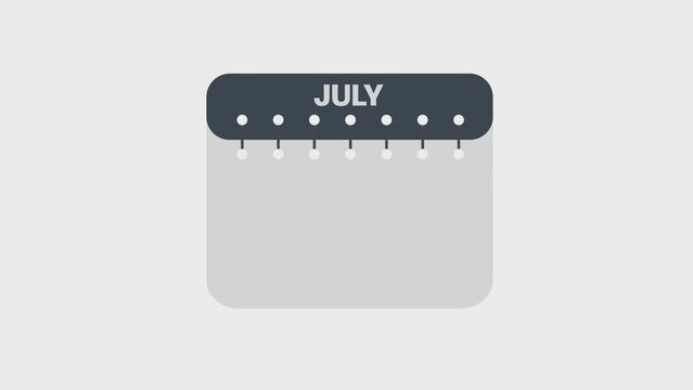 Calendar JULY. Schedule icon isolated on white background. Flat design