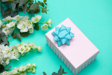 gift box with ribbon and flower