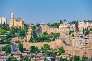 Fototapeta premium Jerusalem, Israel - June 9 2019: Suggestive glimpse of the city of Jerusalem