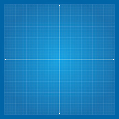 Vector illustration blue plotting graph paper grid isolated on blue background. Grid square graph line texture. Millimeter graph paper grid template. Cartesian coordinate system with x axis and y axis