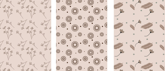 cute seamless pattern for baby girl with flowers and circles in pink and brown tones. clothing, textile or wallpaper