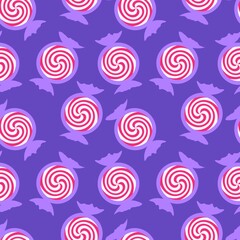 Winter kids seamless peppermint lollipop pattern for textiles and packaging and gifts and linens and wrapping paper