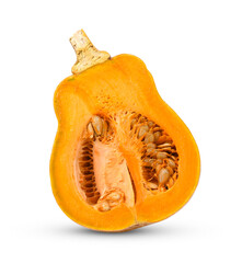 Half butternut squash isolated on white