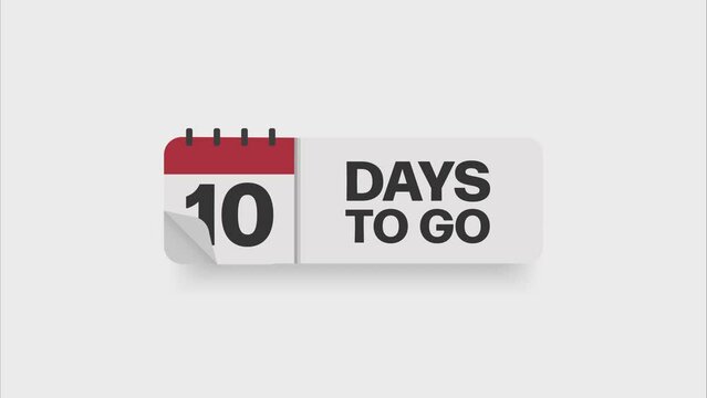 10 days to go. Hurry Up sign. Count down. Motion graphics