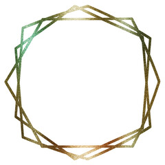 hexagon Metallic Gold Glitter Frame Overlay