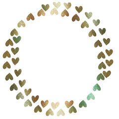 Heart Circle Metallic Gold Glitter Frame Overlay