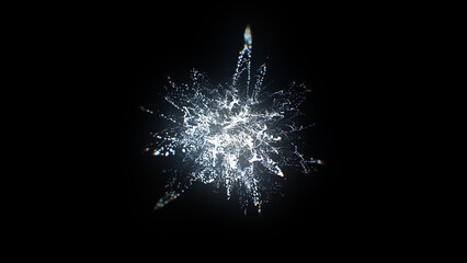 Fototapeta premium Particles splashes. Abstract backround. Glowing neon particle explosion. White color.
